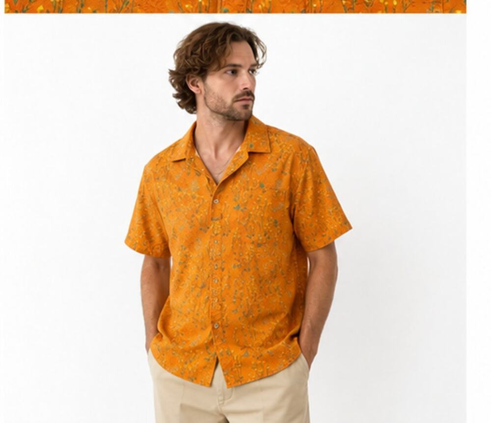 On the Rocks The Perfect Cut Orange Floral Rayon Shirt Men’s XL Vietnam